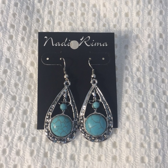 Nadia Rima Jewelry - {Nadia Rima}Silver & Faux Turquoise drop earrings